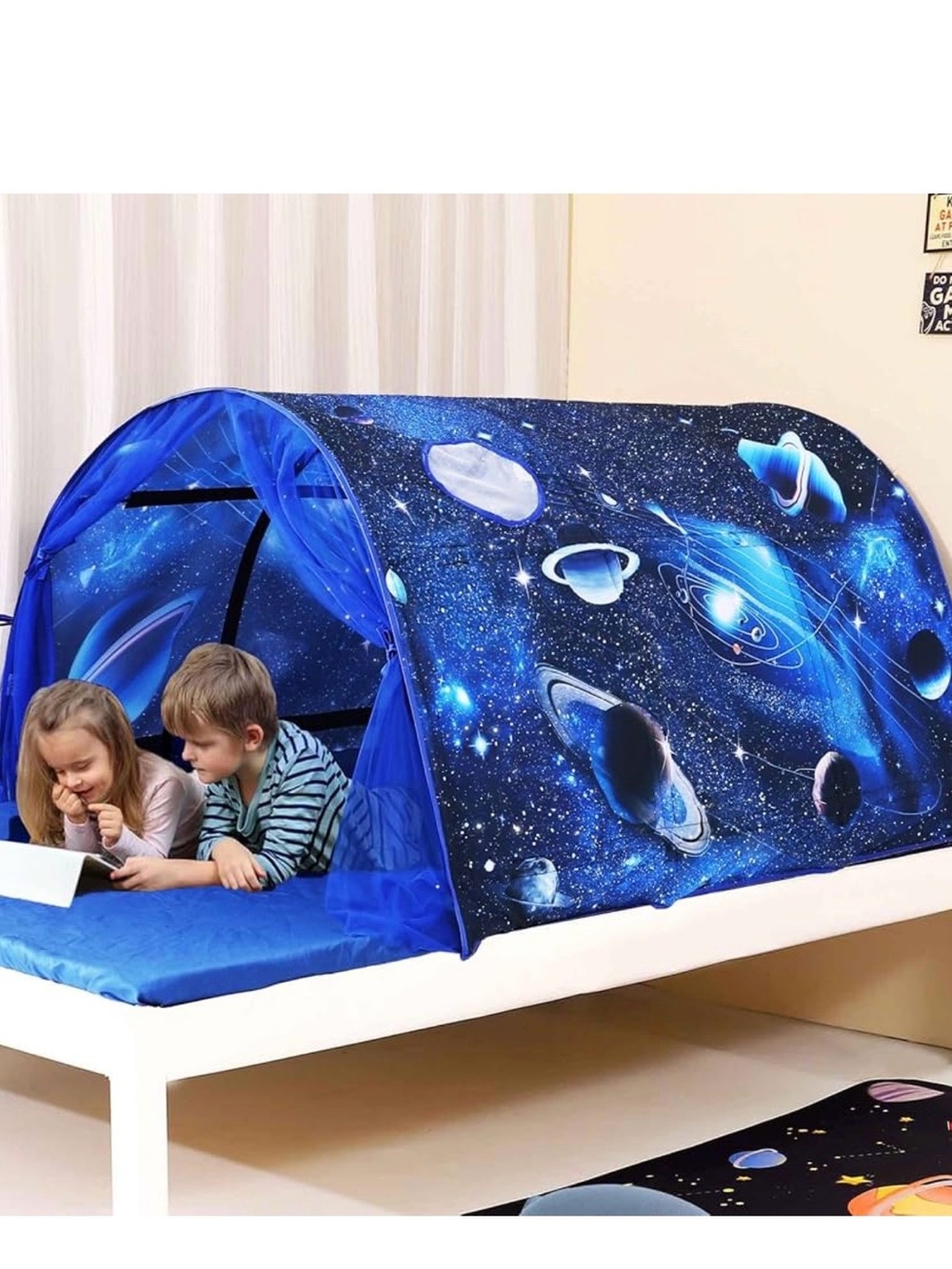 Kids Bed Tent Canopy Space Galaxy Boy Girl Ventilated Indoor Play 55 x 39 x 31"